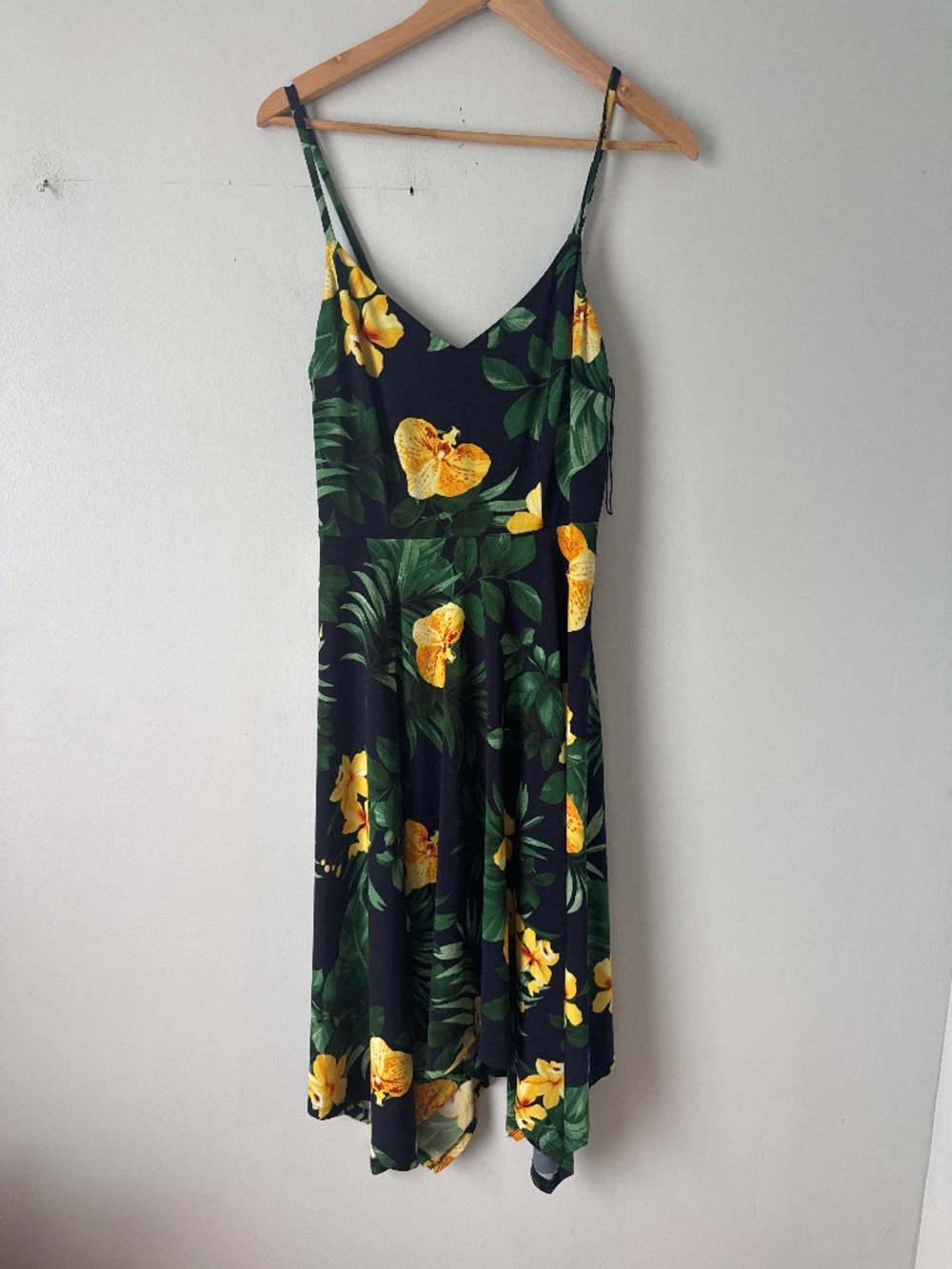 London Times navy floral print dress with adjustable straps